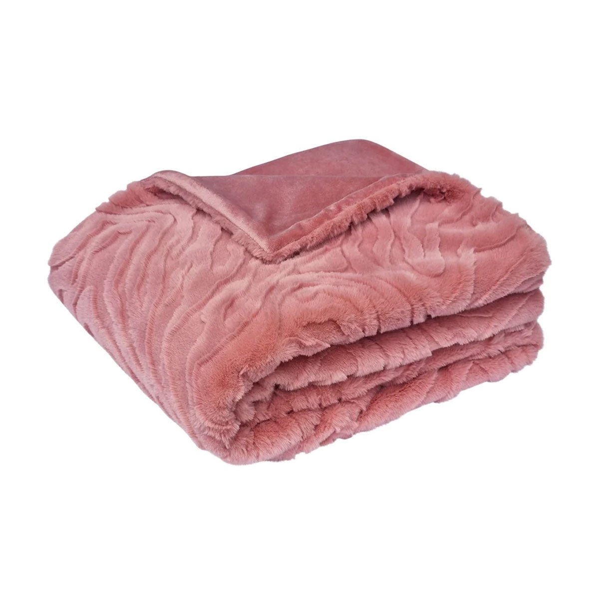 J Elliot Home Rita Dusty Peach Faux Mohair Throw Rug 130 x 160cm - NuSea